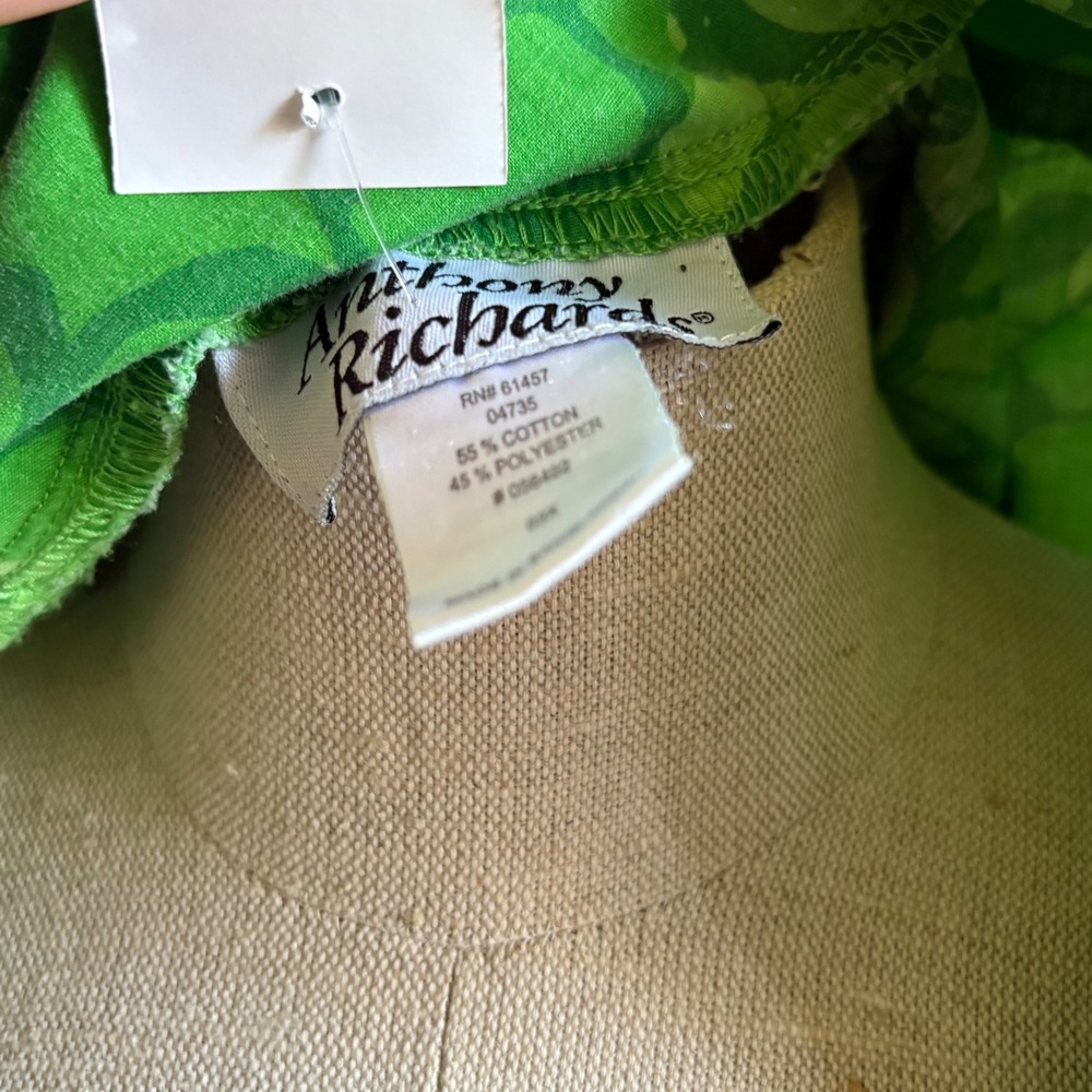 Anthony Richards Green Floral Muumuu Lounger Dress V-Neck Pockets Vintage Style - Picture 5 of 5